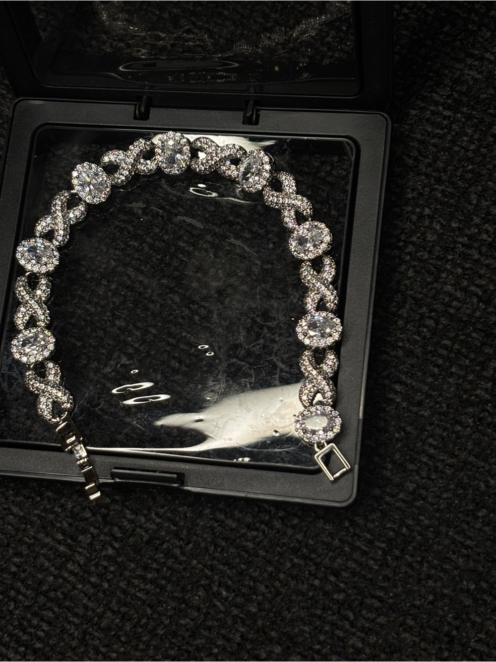 Silver Crystal Station Bracelet - Women's Sparkling Silver Tone